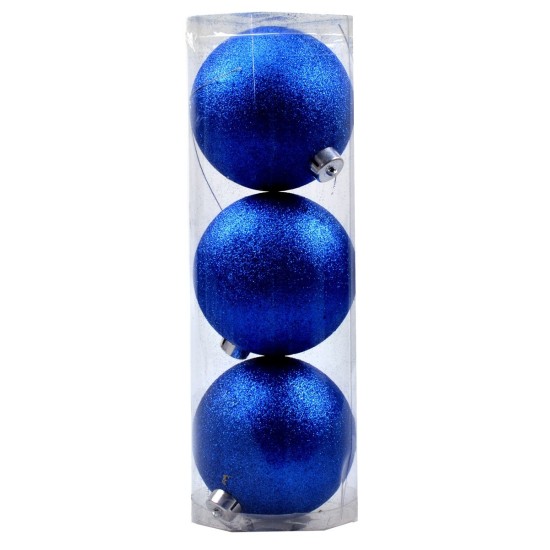 Juego de 3 bolas azules con brillo ø 12 cm para árbol de Navidad