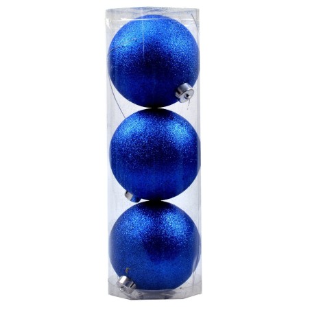 Juego de 3 bolas azules con brillo ø 12 cm para árbol de Navidad