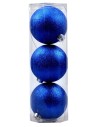 Juego de 3 bolas azules con brillo ø 12 cm para árbol de Navidad