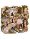 Nativity scene with Landi series statues 8 cm with working fire cm