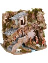 Nativity scene with statues Landi series 8 cm with working fire