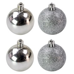 Set 4 palline argento ø 5 cm per albero di Natale Mondo Presepi