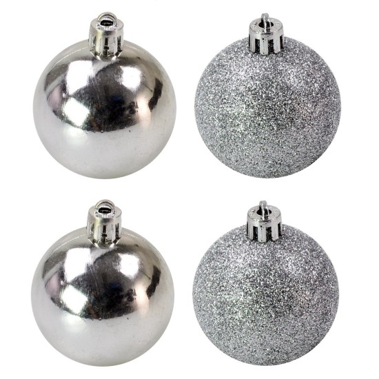 Juego de 4 bolas plateadas ø 5 cm para árbol de Navidad