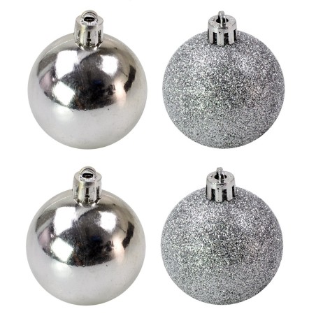 Juego de 4 bolas plateadas ø 5 cm para árbol de Navidad