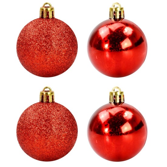 Conjunto de 4 bolas rojas ø 5 cm para árbol de Navidad