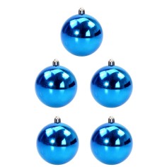 Conjunto de 5 bolas azules ø 4 cm para árbol de Navidad