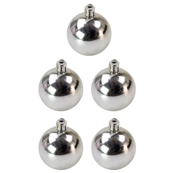 Conjunto de 5 bolas plateadas ø 4 cm para árbol de Navidad