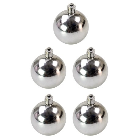 Conjunto de 5 bolas plateadas ø 4 cm para árbol de Navidad