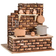 Kitchen with boiling pot and fire cm 13.5x17x21 h.