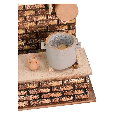 Cucina con pentola che bolle e fuoco cm 13,5x17x17,5 h. Mondo