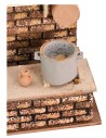 Cocina con olla que hierve y fuego cm 13,5x17x21 h.