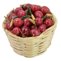 Cesta de mimbre con cerezas ø 2,5x2 h cm Mundo Pesebres 2