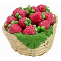 Cestino in vimini con fragole ø 2,5x2 h cm Mondo Presepi