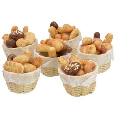 Cestino in vimini con pane assortito ø 2,8x3 h cm Mondo Presepi