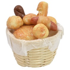 Cestino in vimini con pane assortito ø 2,8x3 h cm Mondo Presepi 2