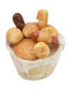 Cesta de mimbre con pan variado ø 2,8x3 h cm Mundo Pesebres