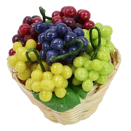 Cestino in vimini con uva assortita ø 2,8x3 h cm Mondo Presepi