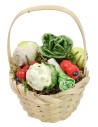 Wicker basket with assorted vegetables ø 3.6x5.5 h cm