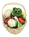 Wicker basket with assorted vegetables ø 3.6x5.5 h cm