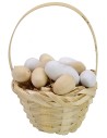 Cesta de mimbre con huevos surtidos ø 3,6x5,5 h cm Mundo Pesebres