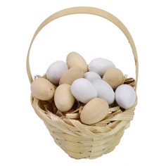 Cesta de mimbre con huevos surtidos ø 3,6x5,5 h cm Mundo Pesebres
