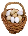 Dark wicker basket with assorted eggs ø 4,4x5,2 h cm