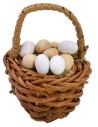 Dark wicker basket with assorted eggs ø 4,4x5,2 h cm