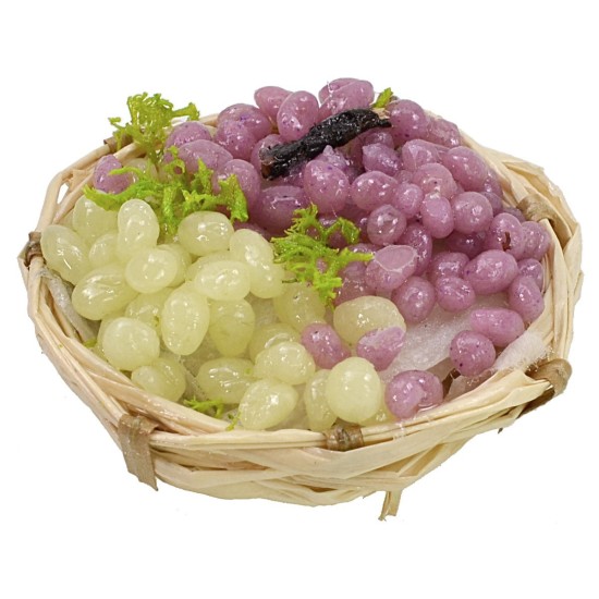 Wicker basket with assorted wax grapes ø 4,5-5x2 h cm
