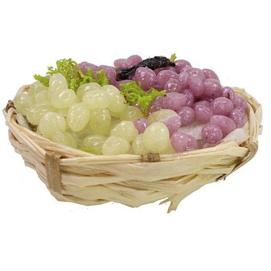 Wicker basket with assorted wax grapes ø 4,5-5x2 h cm