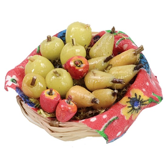 Cesto di vimini con frutta assortita in cera ø 4,5x2,2 h cm