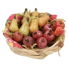 Cesto di vimini con frutta assortita in cera ø 4,5x2,2 h cm