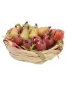 Cesta de mimbre con fruta surtida de cera ø 4,5x2,2 h cm