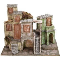 Borgo con case e botteghe cm 50x30x38,5 h Mondo Presepi