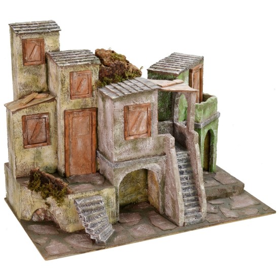 Borgo con case e botteghe cm 50x30x38,5 h Mondo Presepi