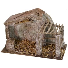 Hut with fence 29.2x14.4x18.8 cm h for 8 cm Nativity 2