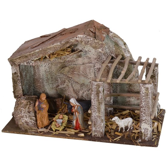 Hut with fence 29,2x14,4x18,8 h cm complete with Landi Nativity