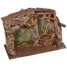 Hut with barn cm 29x14, 7x20, 5 h for Nativity from 8 cm