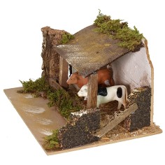 Recinto con mucche e verso sonoro 20x14x10,5 h cm Mondo Presepi 2
