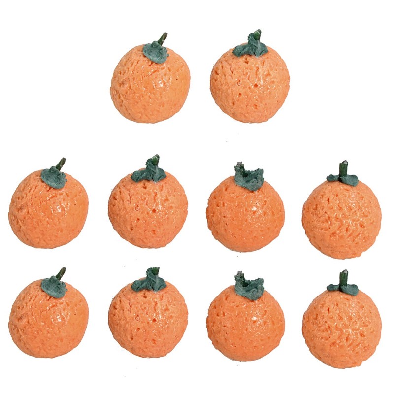 Set of 10 oranges with leaves ø 8 mm
