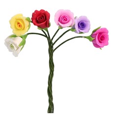 Ramo de 6 rosas de varios colores 7 cm Mondo Presepi