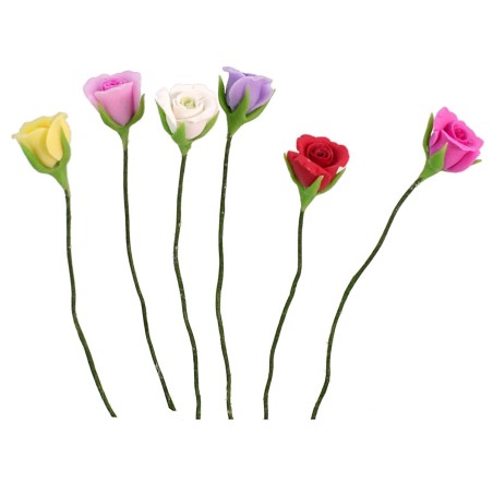 Mazzo di 6 rose in vari colori 7 cm Mondo Presepi