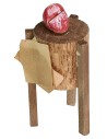 Wooden butcher block with meat ø 3.5x8.4 h cm