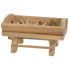 Mangiatoia in legno con fieno cm 8,5x4,8x4,8 h Mondo Presepi 2