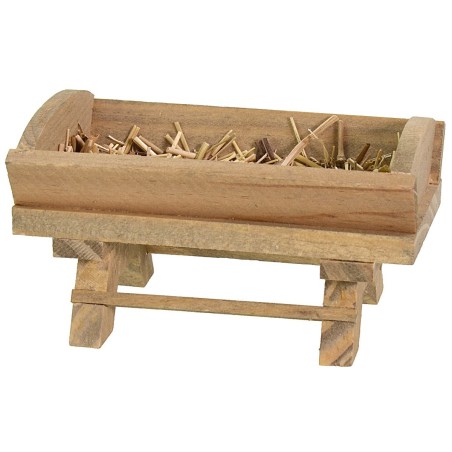 Mangiatoia in legno con fieno cm 8,5x4,8x4,8 h Mondo Presepi