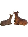 Juego de buey y burro de resina para Natividad de 8 cm Mondo Presepi