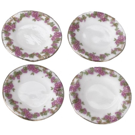 Juego de 4 platos de cerámica con borde decorado ø 2 cm