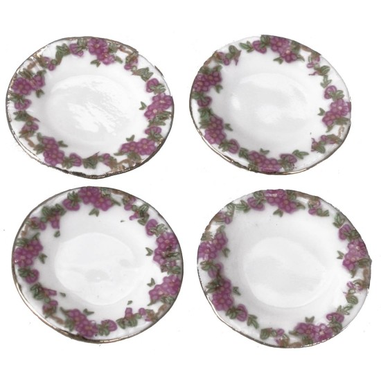 Juego de 4 platos de cerámica con borde decorado ø 2 cm