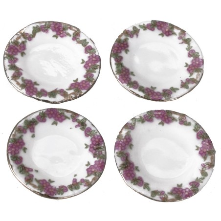 Juego de 4 platos de cerámica con borde decorado ø 2 cm
