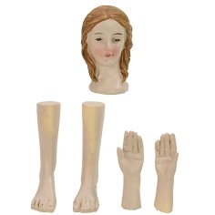 Testa, mani, piedi donna per statue cm 14-15 h