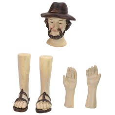 Head, hands, feet of man with hat for statues cm 14-15 h